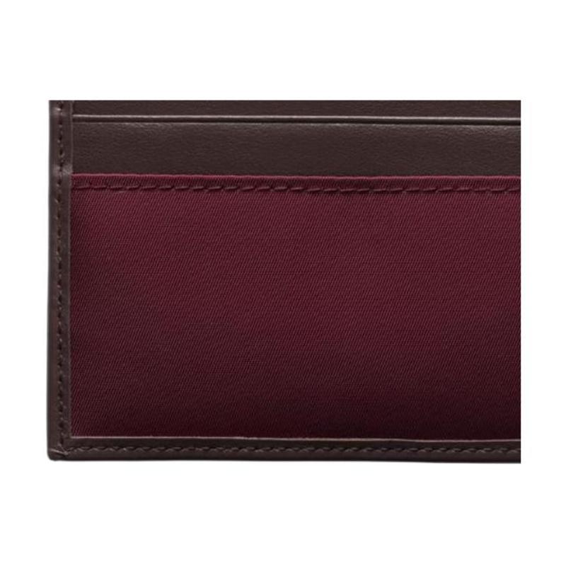 Prada Re-Nylon Speedrock brand classic enameled triangle metal logo fabric and leather card holder men's burgundy