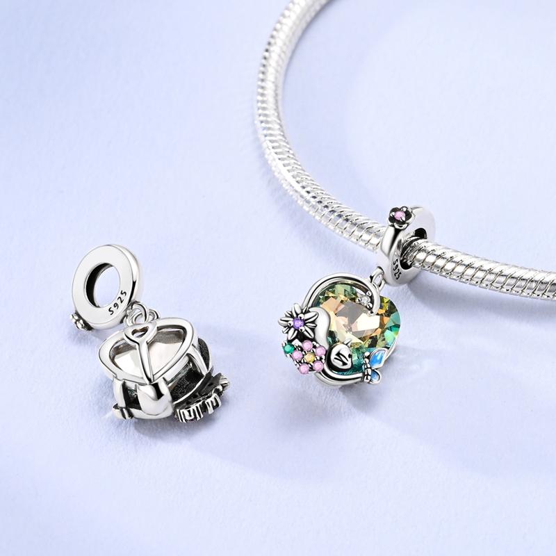 Green Zircon Cat Flower Butterfly Beads Fit Bracelet Charms 925 Silver Jewelry Making Diy Anniversary Gift