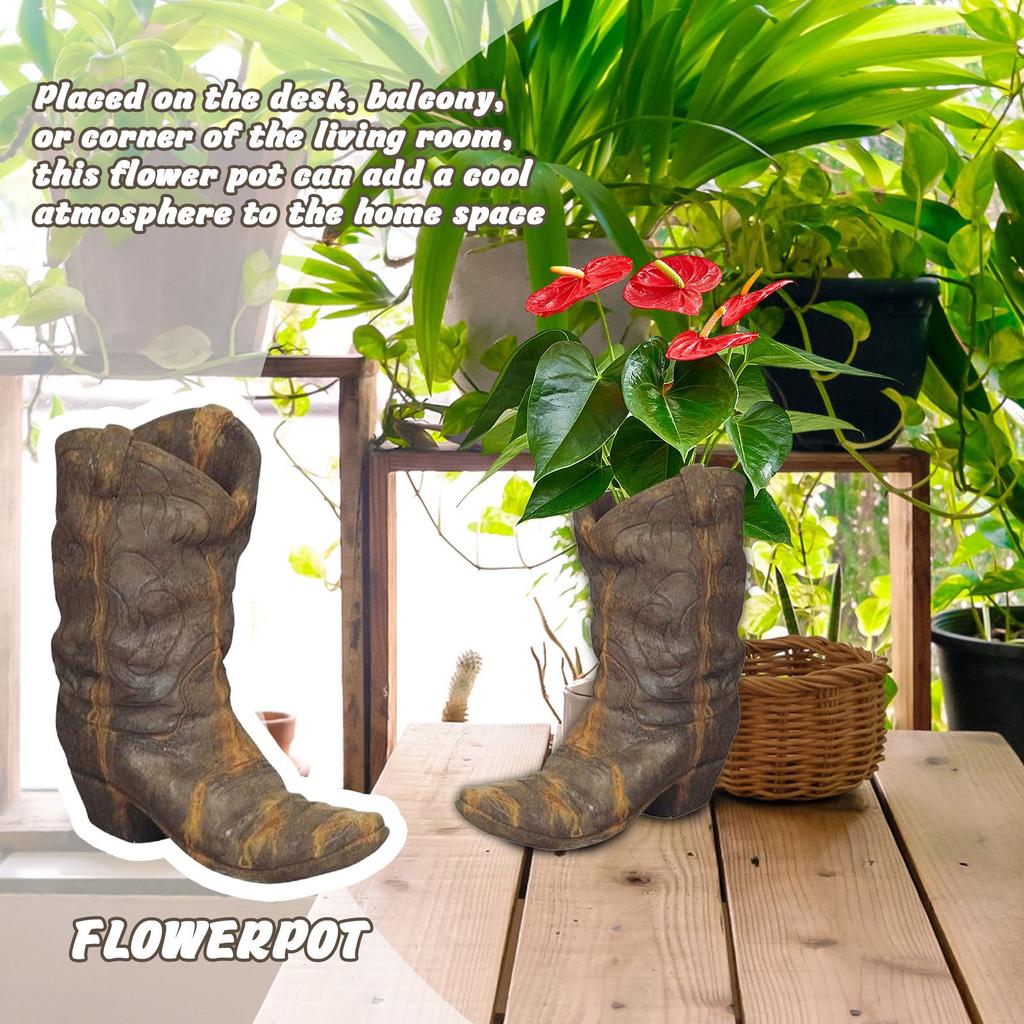 Ковбойские сапоги цветочный горшок смола ремесло украшения домашний декор балкон украшения