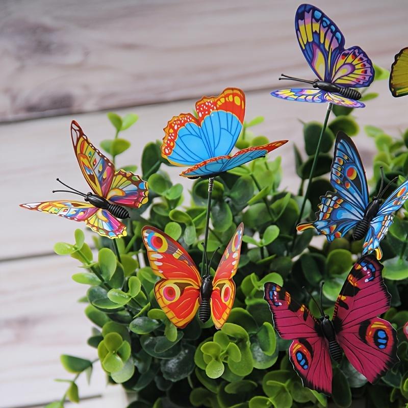 10pcs Colorful Butterfly Stakes, 3D Artificial Butterfly Decor, Garden & Patio Decor, Random Pattern