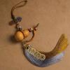 Chinese Knot Car Pendant Natural Gourd Five Emperors Coin Rearview Mirror Pendant Fringe Copper Coin Gourd Auspicious Car Decoration