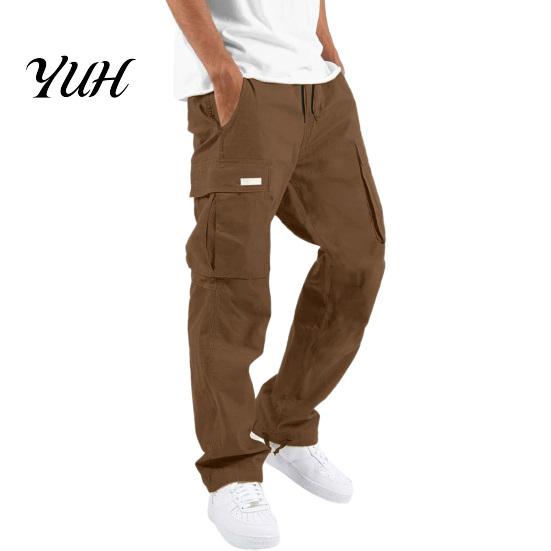 Comfortable Breathable Commuter Pants Men Cargo Trousers, Loose Fit Jogger with Adjustable Drawstring Stylish Hip Hop Inspired Trousers Cuff,