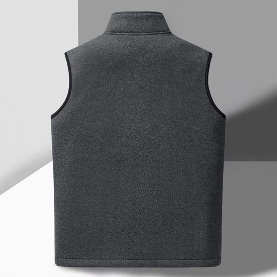 Polar Fleece Vest Coat Stand Collar Sleeveless Waistcoat with Velvet Inner Layer Zipper