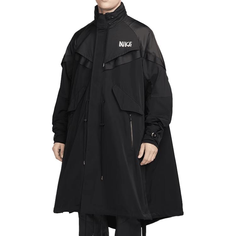 Nike Ветровка X Sacai Collaborative с завязками, пэчворком и множеством карманов, верхняя одежда унисекс, черная DQ9028-010
