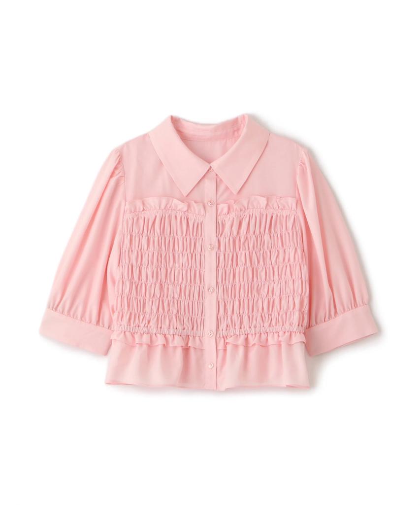 Jill by Jill Stuart Shirred Pink Women's Bustier-Style Blouse,