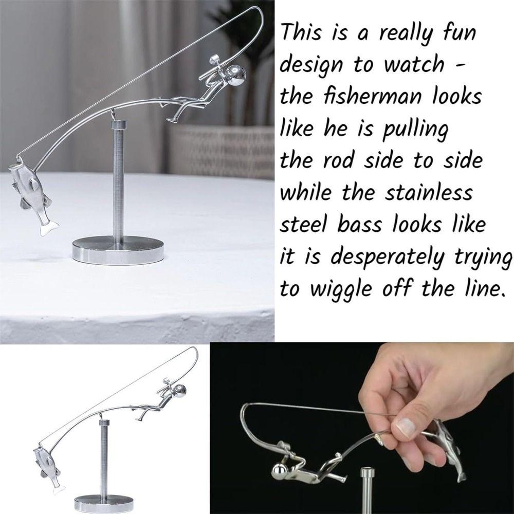Metal The Fisherman Balancing Sculpture Kinetic Balance Art Statue  for Home & Office Decor