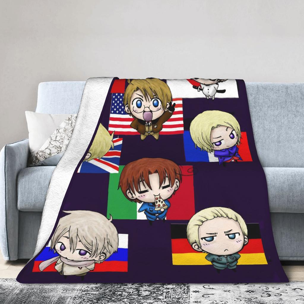 Hetalia Anime Cute Blankets Flannel Print Multi-function Super Warm Throw Blanket for Bedding Office Rug Piece