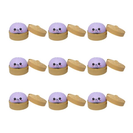 12Pcs Bubble Blowing Steamed Bun Cartoon Dumpling Sensory Toy with Steamer Pinch Fidget Toy Stress Relief