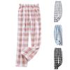 Women Pajama Pants Plush Sleep Pants Soft Elastic Waist Pajama Bottoms Plaid Pants With 2 Pockets