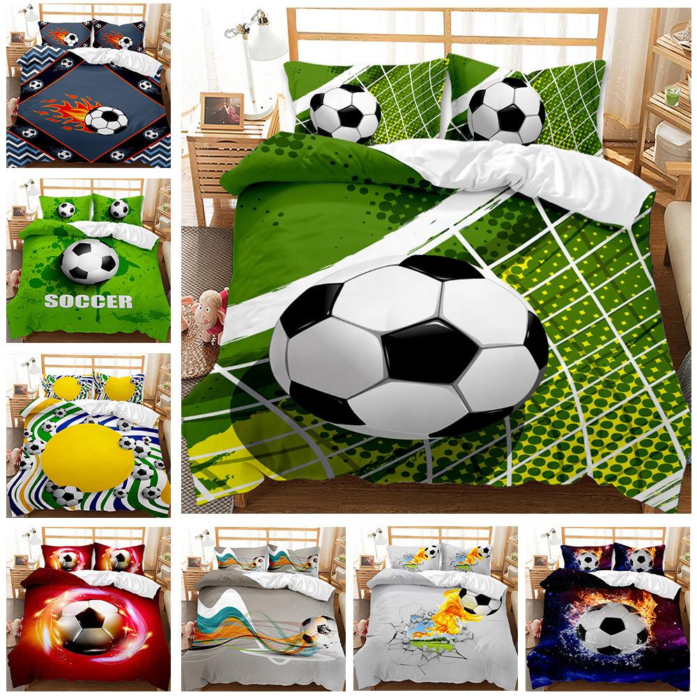 Three-Piece Set Sports Football Decorative Quilt Cover Bedding Kit Digital Printing