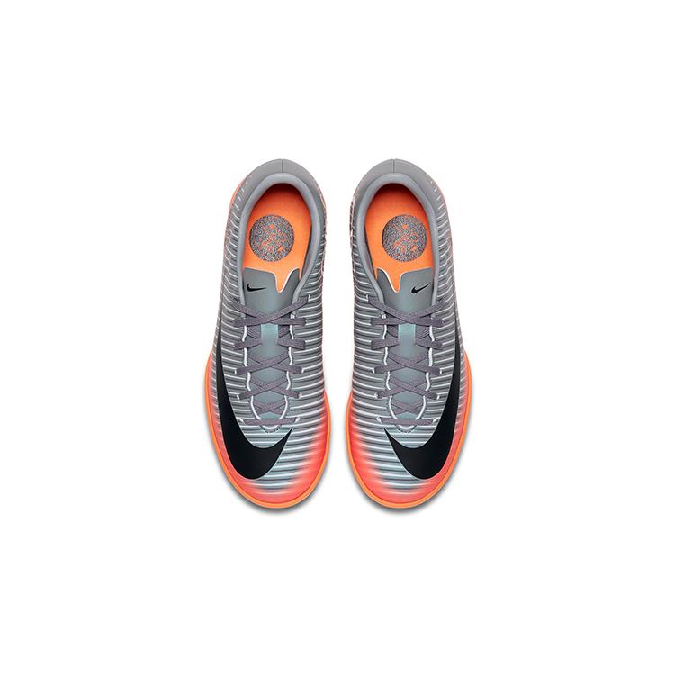 Nike Детские футбольные бутсы Jr MercurialX 6 CR7 TF, нескользящие, износостойкие, низкие, для подростков, серо-черно-оранжевые, 852487-001