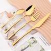 24Pcs Creative Gold Tableware Dinnerware Set Knife Fork Coffee Spoon Cutlery Set Stainless Steel Flatware Western Silverware