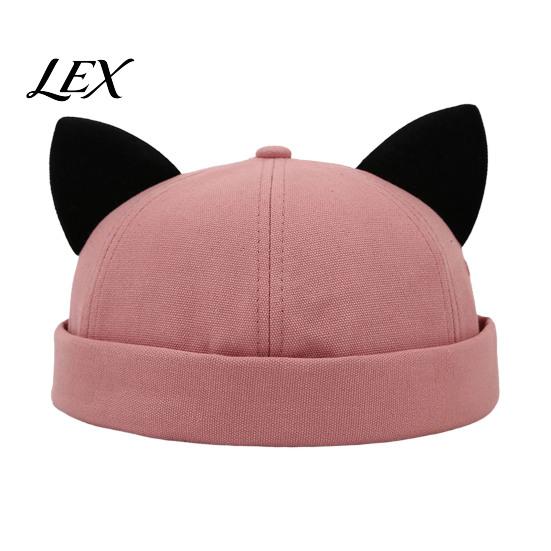 Lightweight Fashion Hat for Women Brimless Cat Ear Hat, Cute Docker Cap, Adjustable Skullcap, Stylish Versatile Daily Sailor Cap Men Street