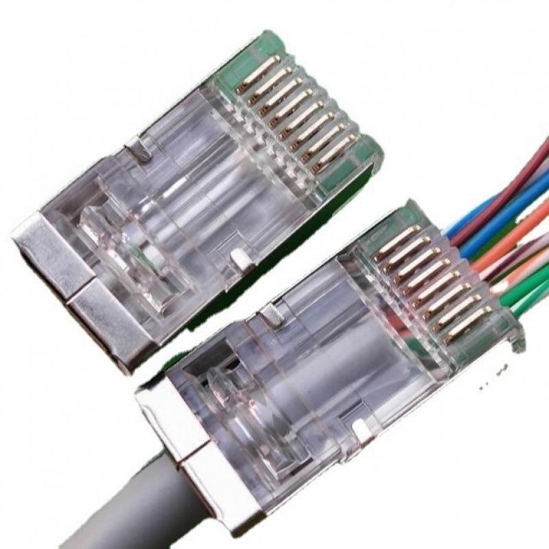 Экранированный коннектор CAT6 RJ45 с позолоченным медным контактом и серебристым металлическим корпусом