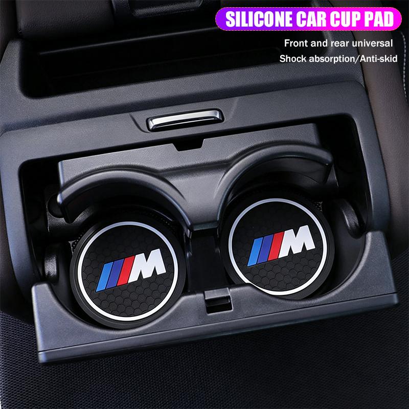 2Pcs Car Coasters Silicone Cup Holder Coaster Insert For BMW 3 5 Series X1 X3 X5 G01 G02 G05 F10 F30 F48 E83 E87 E90 G30 Sticker