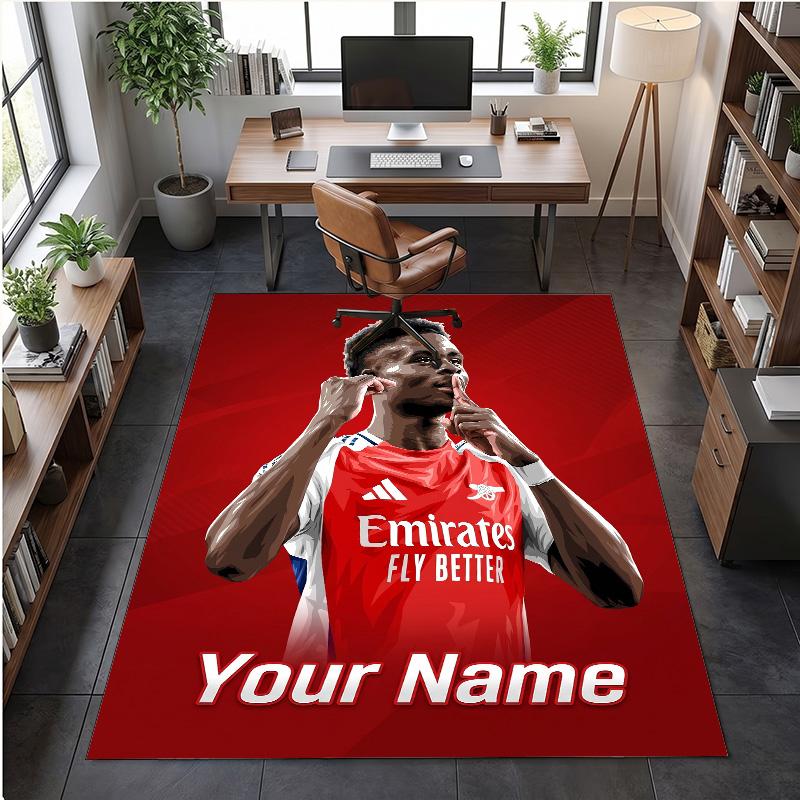 Crystal Velvet Rug Bukayo Saka Print Custom Name Text Floor Mat Home Decor