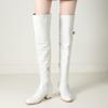 Сексуальные ботфорты женские 2024 зимняя обувь модные высокие каблуки ботфорты до бедра женские черные белые водонепроницаемые длинные сапоги