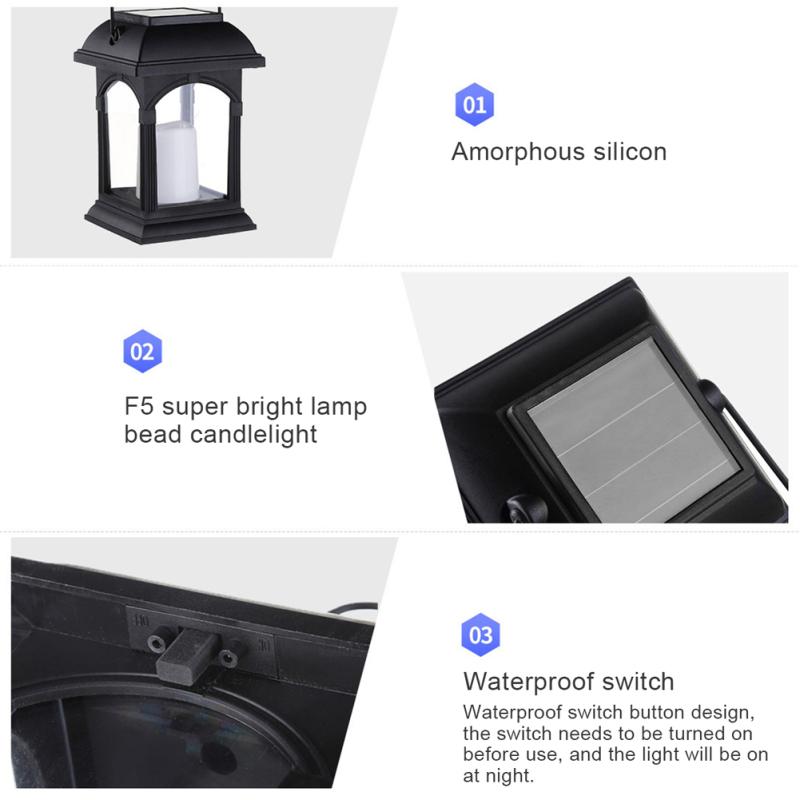 Ретро светодиодные солнечные свечи с ручкой IP44 водонепроницаемый открытый садовый подвесной декоративный стол