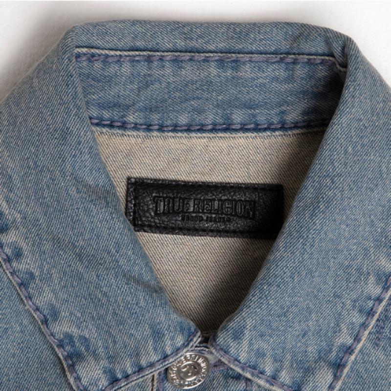 True Religion Женская винтажная джинсовая куртка светло-голубая