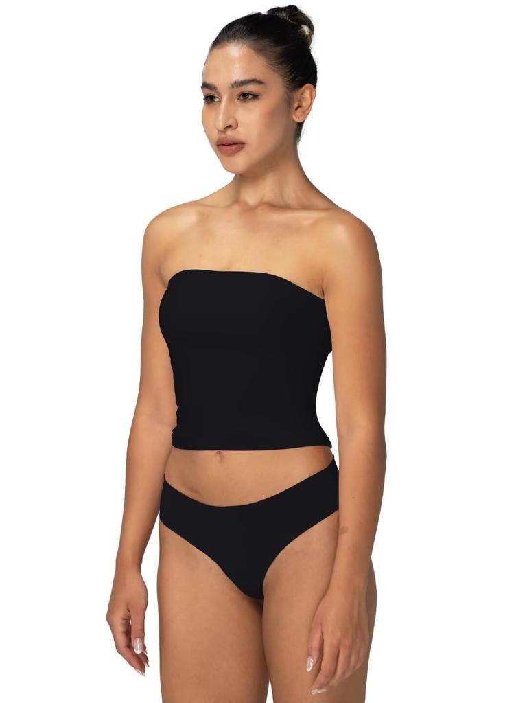 Женский сексуальный топ-труба без бретелек, укороченный топ без рукавов с двойной подкладкой, летние базовые топы-бандо для многослойного ношения или выхода в свет