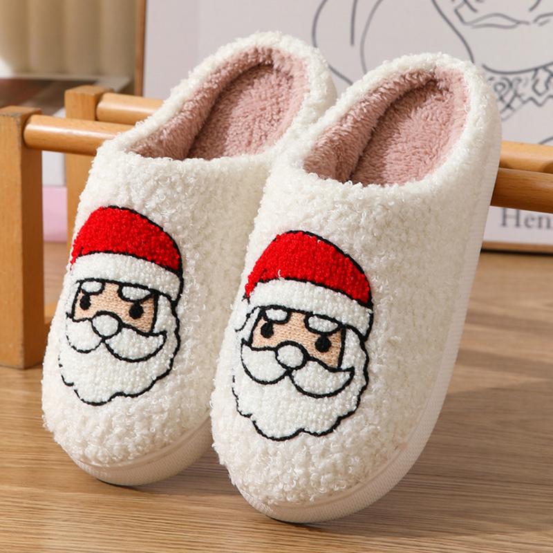 Lucyever Comfort женские хлопковые тапочки в рождественском стиле плюшевые теплые домашние туфли женская домашняя обувь с нескользящей подошвой