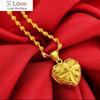Authentic Love Heart Shaped 24k Gold Pendant Necklace Lady Elegant Gold Jewelry Necklace Necklace Necklace Birthday Gift
