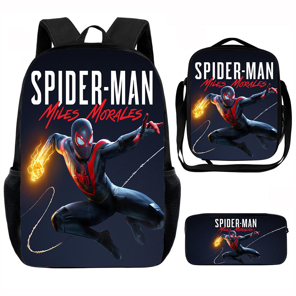Spider-Man School Bag Lunch Bag Pencil Bag Elementary School Backpack Cartoon Peripheral Backpack Children's Bag Three-piece Set