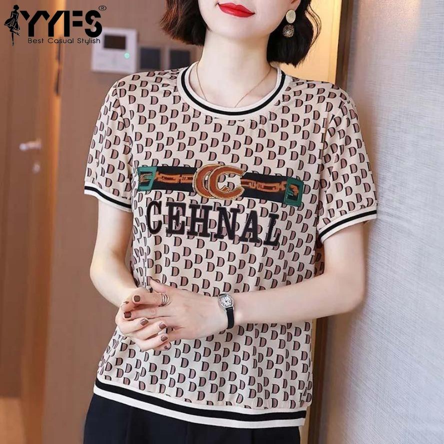YYFS Женские модные повседневные летние весенние блузки и рубашки с круглым вырезом с короткими рукавами