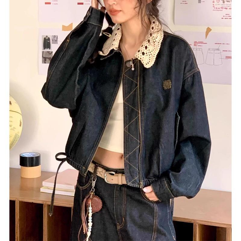 Womens Vintage Khaki Short Cropped Jacket Loose Fit Cotton Blend 2026 Casual Chic Outerwear