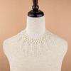 Women Ribbons Necklace Pearl Fake Collar Pearl Beaded Detachable Collar Lace Trim Collar