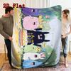 Cute Rabbit Birthday 2D Flat Pattern Flannel Blanket High quality All Seasons Warmth and Comfort Perfect for Christmas Gifts.MMT0918372