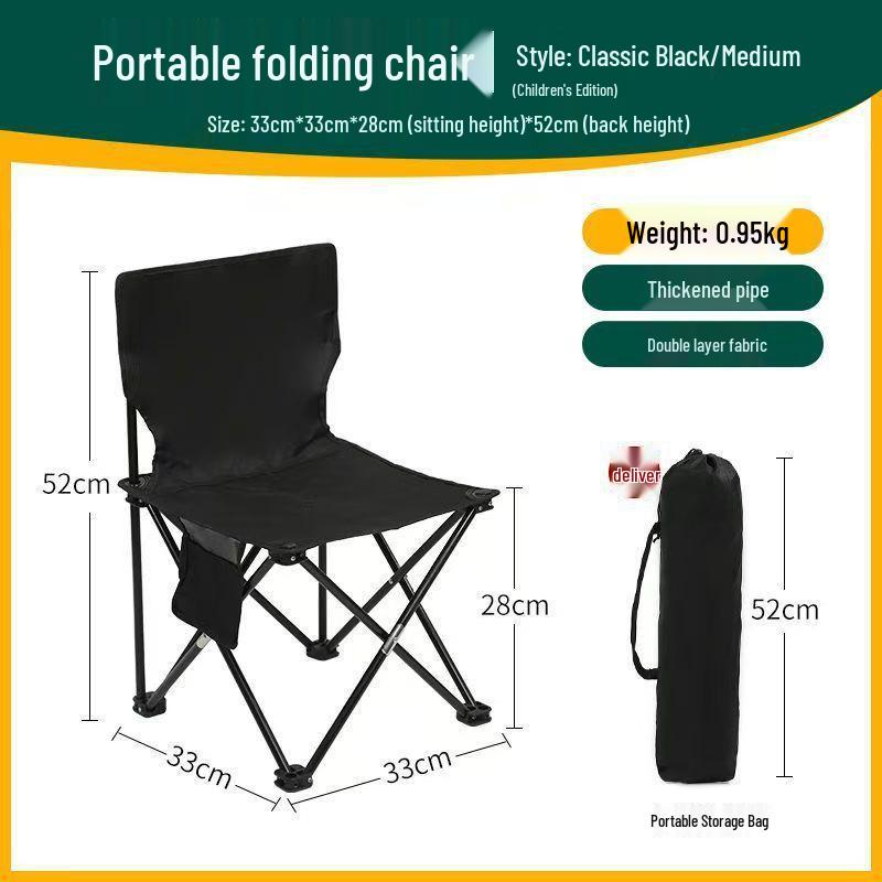 Portable Folding Chair with Backrest for Camping, Picnics, Barbecues, Fishing, and Outdoor Sketching