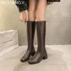 Square Toe Women Snow High Boots Mid Heels Dress Fashion Sexy Cool Boots Women 2024 Trend New Winter Casual Walking Botas Mujer