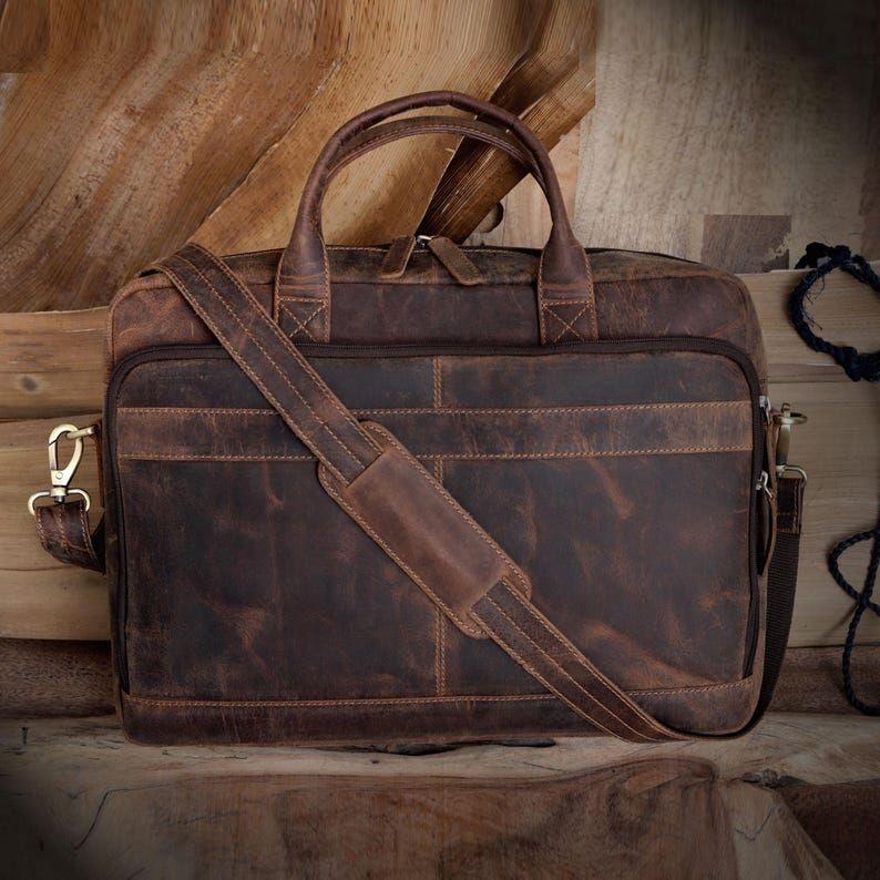 Leather Briefcase Bag Mens Laptop Messenger Bag Office Shoulder Bag Personalized Handbag for Men and Women Classic Gift for Him
