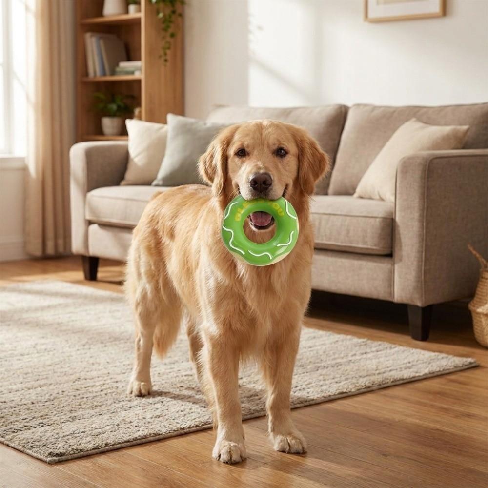 Latex Donut Dog Toy Bite Resistant Pet Chew Toy Self-Entertainment Squeaky Dog Toy  Teeth Grinding