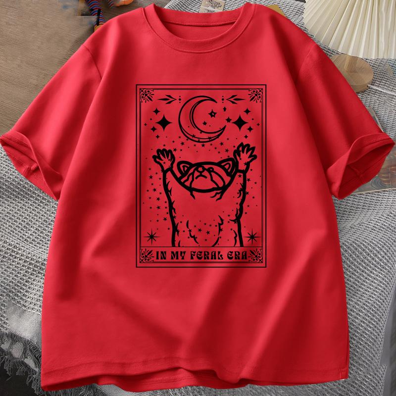 Футболка с изображением енота In My Feral Era Футболка с изображением енота Футболка с принтом карт Таро Летняя хлопковая футболка с коротким рукавом Одежда унисекс