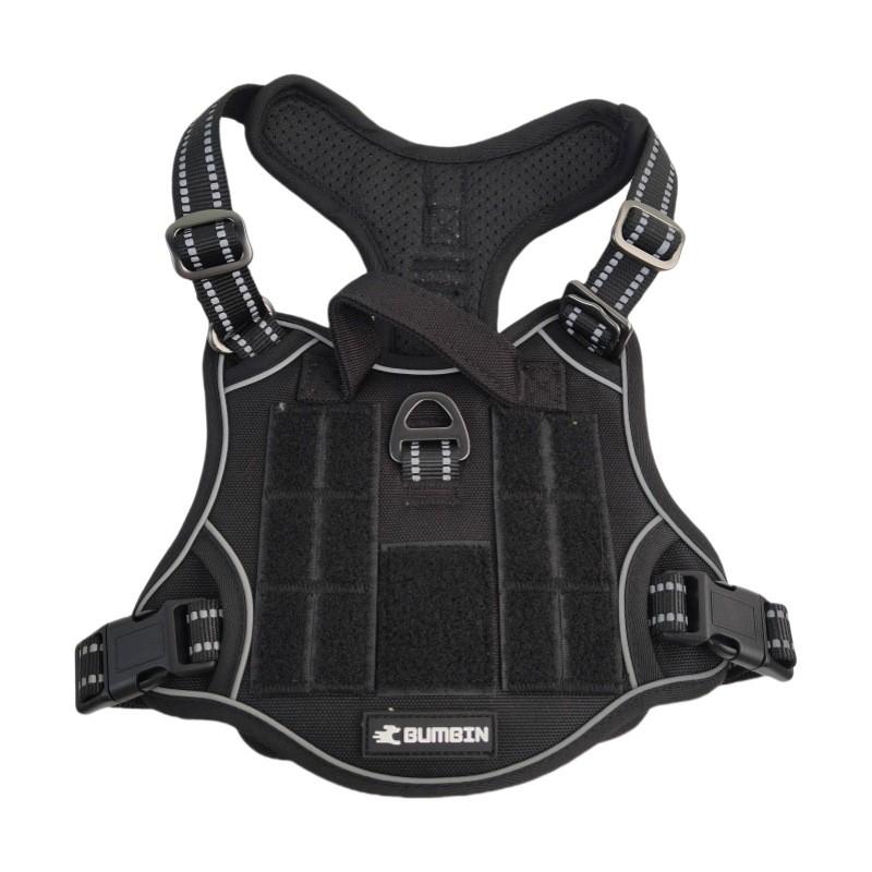 Adjustable Reflective Dog Harness Large Breeds Nylon Tactical Vest With Hook-and-Loop