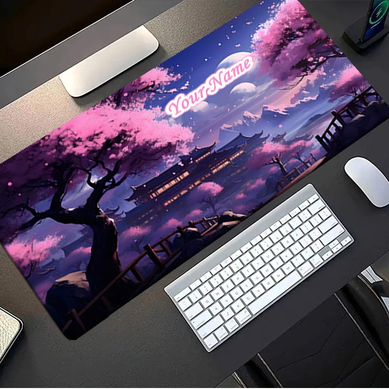 1PC Custom Name Cherry Blossom Fantasy Landscape Mouse pad, keyboard and mouse desk pad, for computer notebook Birthday Gift For Any Room Or Office