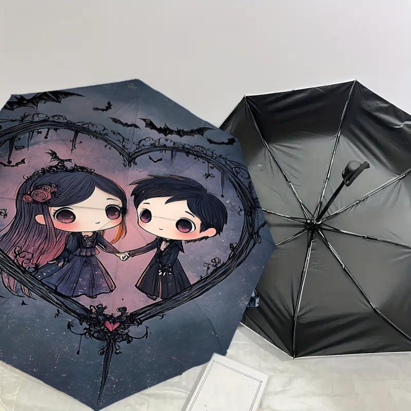 1PC Warner Vampire Love Heart Umbrella-8-Rib Reinforced, Automatic Open, Lightweight & Durable-A22