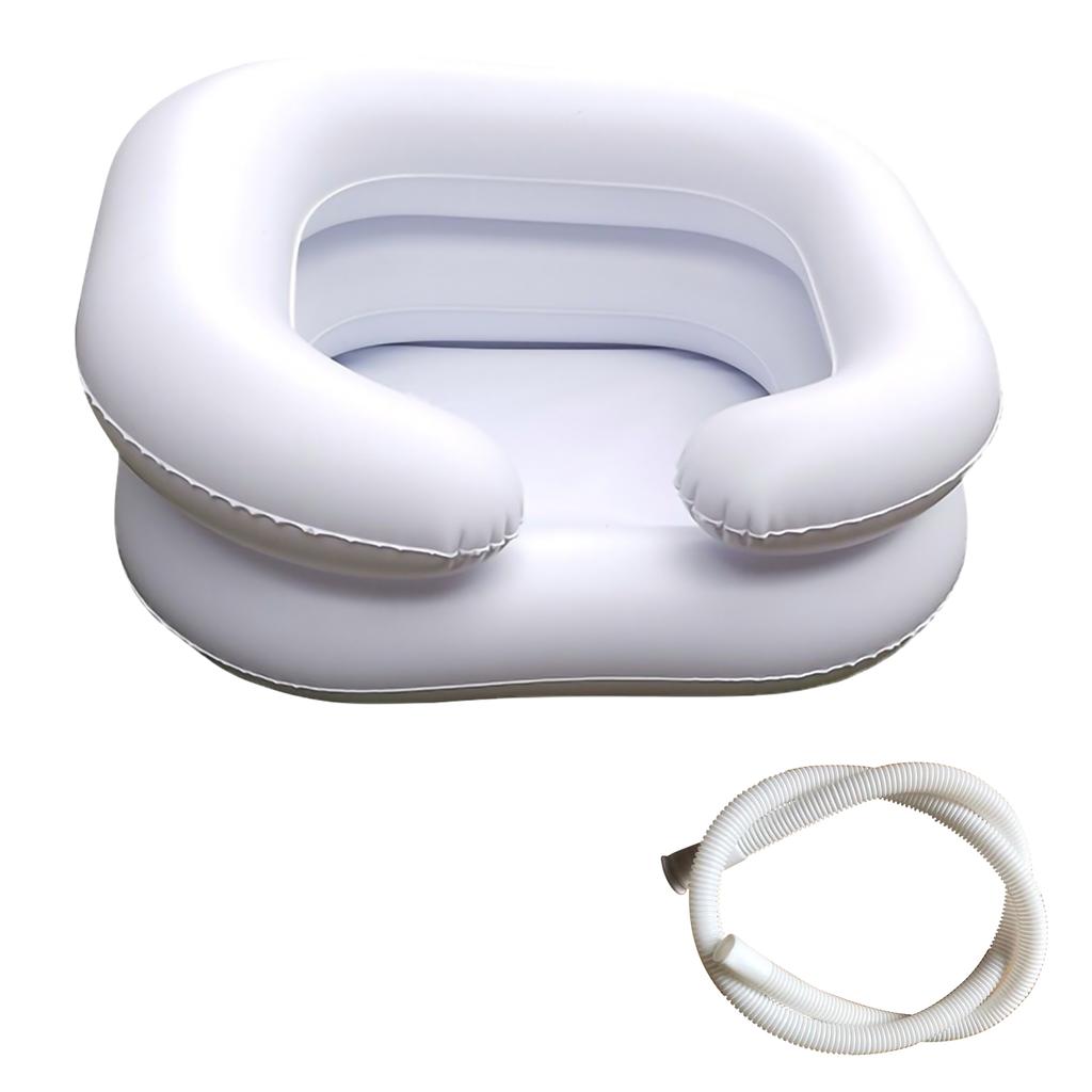 Inflatable Shampoo Basin with Tube Hair Washing Basin Wash Hair In Bed Hair Washing Bowl for Elderly Disabled Pregnant Injured