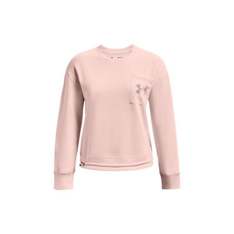Under Armour Пуловер с капюшоном Rival Mesh на флисовой подкладке и передним карманом, женские толстовки розового цвета 1365847-685