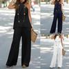 Women's Casual Solid Colour Hanging Neck Sleeveless Top Elastic Waist Pants Set