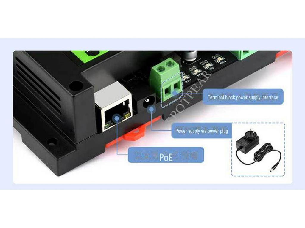 Industrial Ethernet Relay: 8-Way PoE Power Supply, Modbus RTU/TCP IoT Module