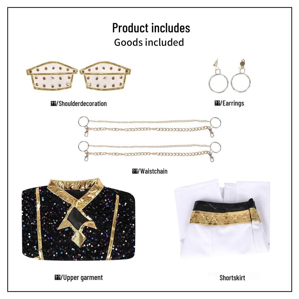 Парик для косплея женской группы Demon Hunter в черном и золотом цвете