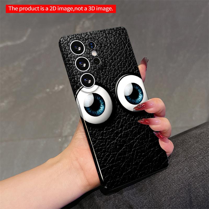 2DFlat Samsung phone case Blue Eyes on Textured Black Background Applicable to Galaxy S22 S23 S24 S25ULTRA S26 A12 A13 A14 A15 A16