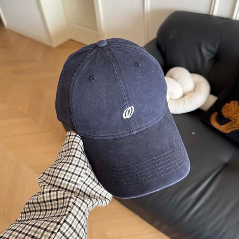Korean-style simple letter-embroidered baseball cap for women, spring season, large head circumference, face-slimming, versatile casual hat, trendy