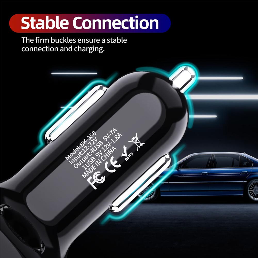 Автомобильное зарядное устройство USB на 4 порта 7A 48W Быстрая зарядка Универсальное 18W Быстрая зарядка в автомобиле Зарядное устройство для мобильного телефона Автомобильное зарядное устройство Адаптер