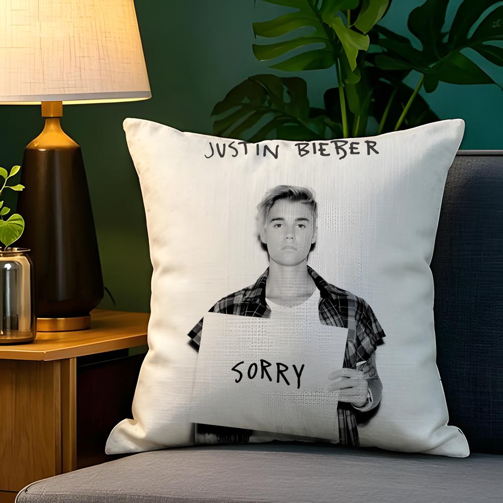 Singer Music PCJustin BieberS Pillow Case Natural Linen Pillow Case DoubleSided Decor Sofa Pillowcase Home Decor