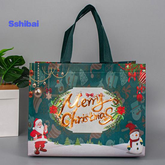 Рождественский подарочный пакет Санта-Клаус Снеговик Дизайн большой емкости с двойной ручкой из нетканого материала Подарочная упаковка для конфет
