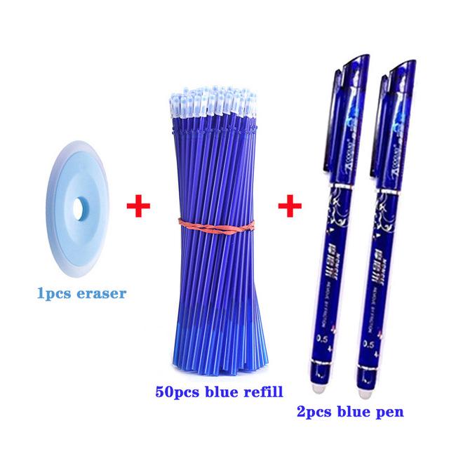 53 шт. набор стержней со стираемой ручкой, моющаяся ручка, синие/черные/красные стираемые чернила, гелевая ручка, канцелярские принадлежности